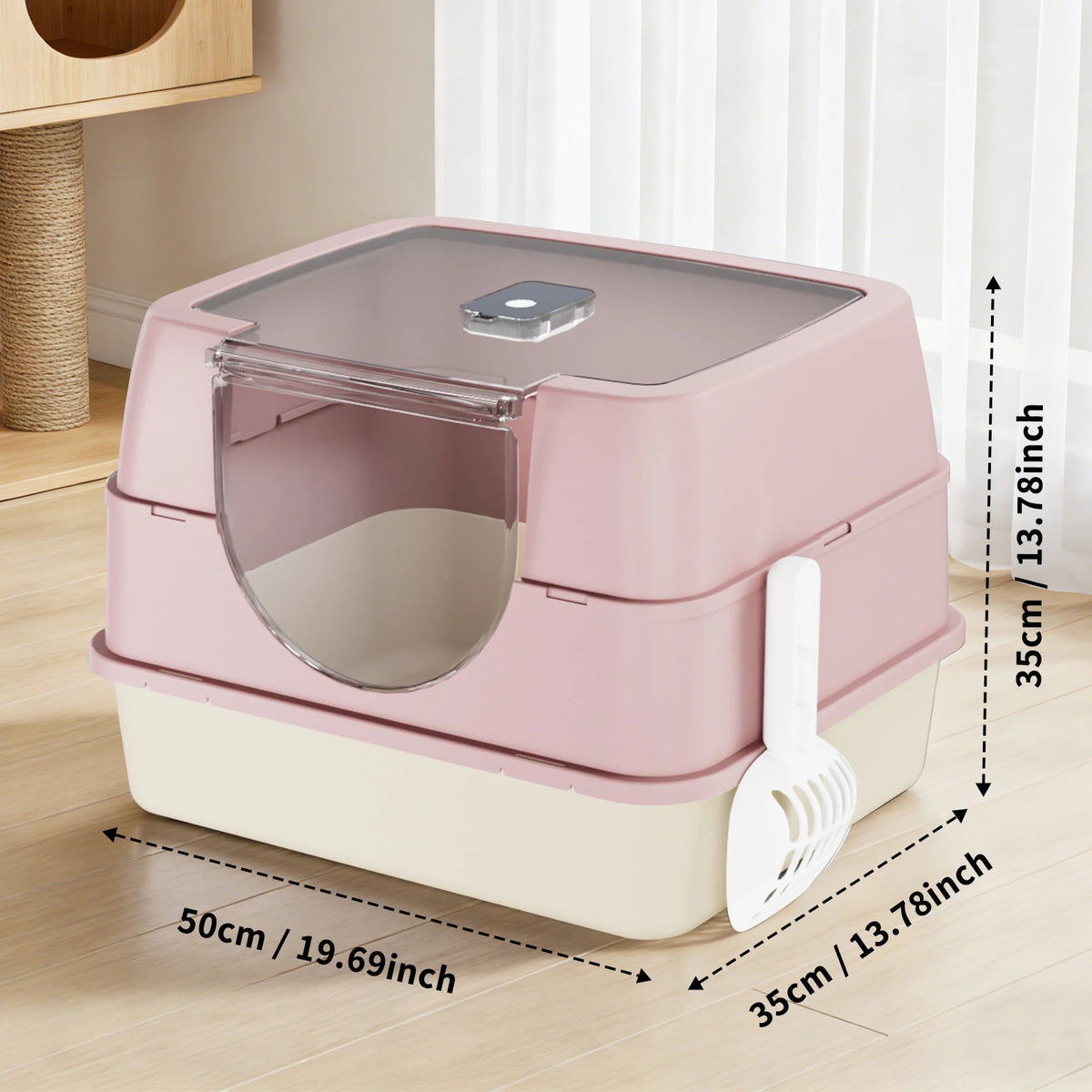 Double Color Fully Enclosed Flip Pet Litter Box With Large Space Detachable Easy To Clean,Sturdy And Durable Cat Toilet Pet Supplies