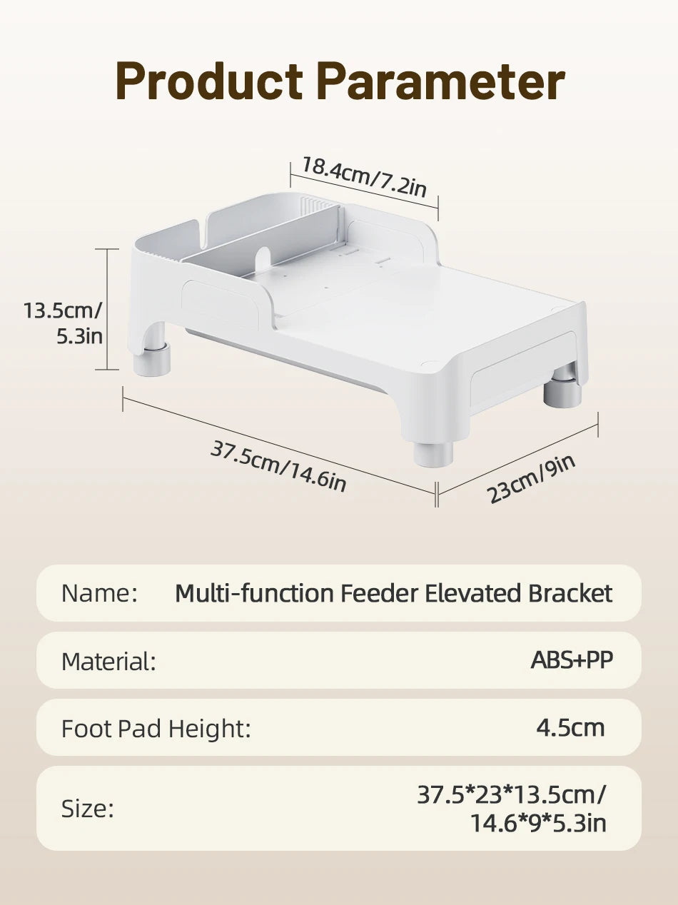 ROJECO Multifunction Feeder Elevated Bracket Pet Single and Double Bowl Food Dispenser Adjustable Height Size For Cat Dog Feeder