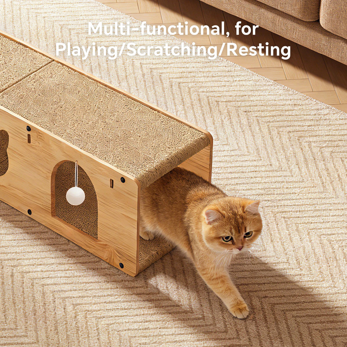 Large Solid Wood Cat Bed, Standing Cat Scratching Board, Cat Tunnel, Cat Toy. Indoor Cat Viewing Cat Hole. Cat Doughnut Cat Tunnel Bed. Medium-Large Size Cat Toy To Prevent Scratching. Christmas Pet Gift.