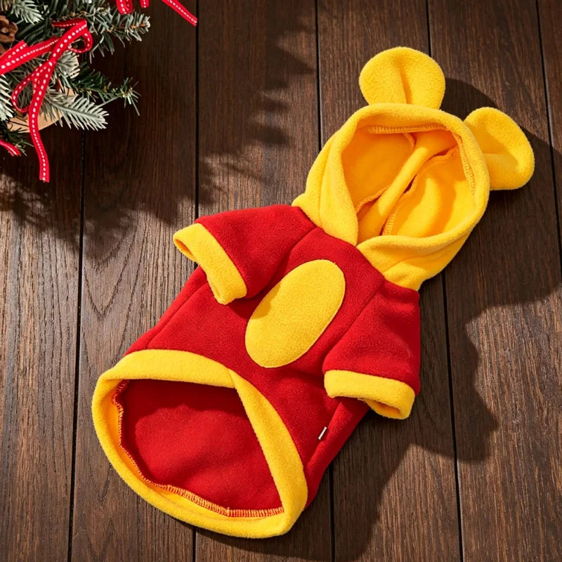 Pet winter clothes and clothing for cats, dogs, cartoon with fleece caps, small dogs, teddy pets