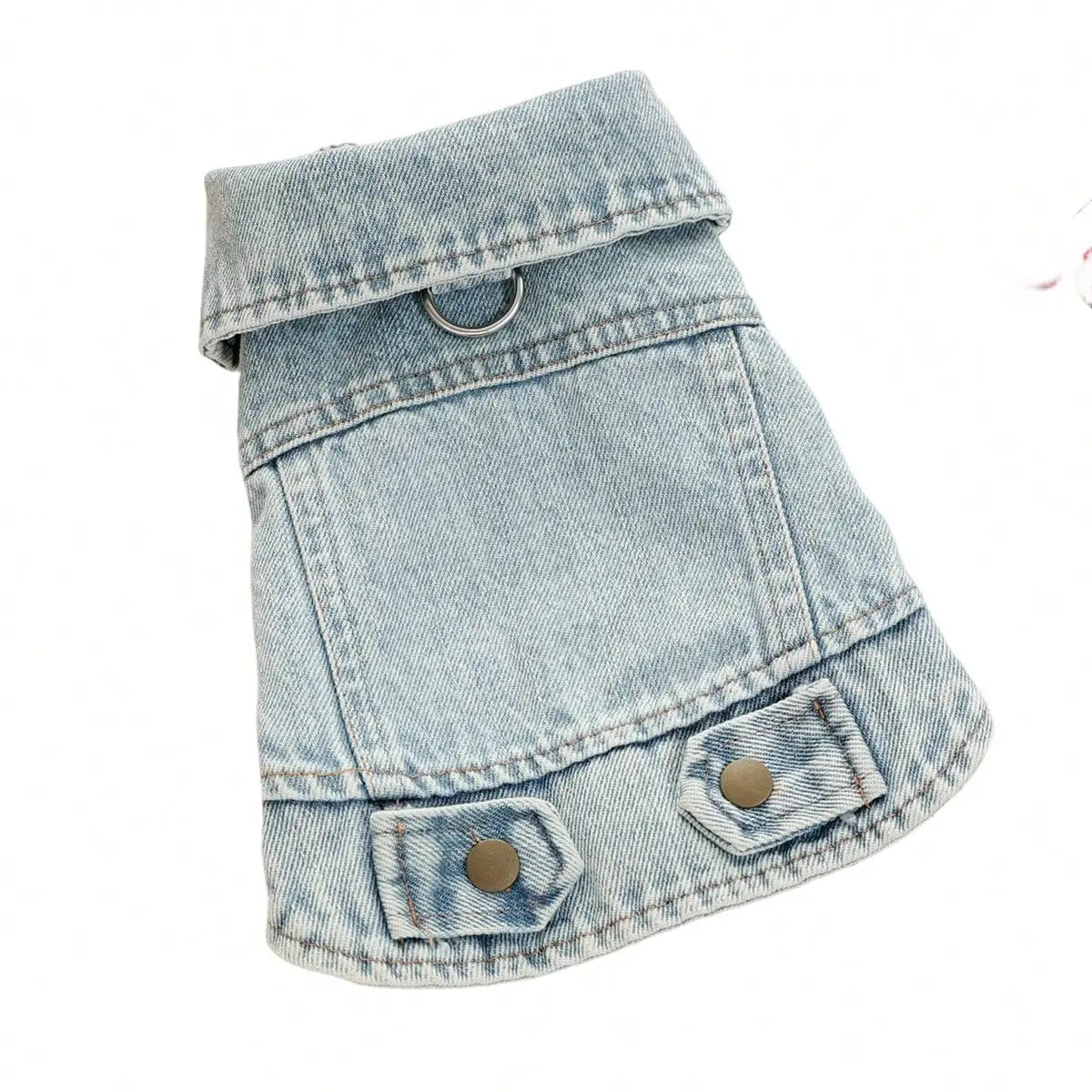 Dog Jean Jacket With Traction Buckle Casual Stylish Solid Color Snap Button Down Cute Denim Dog Shirt