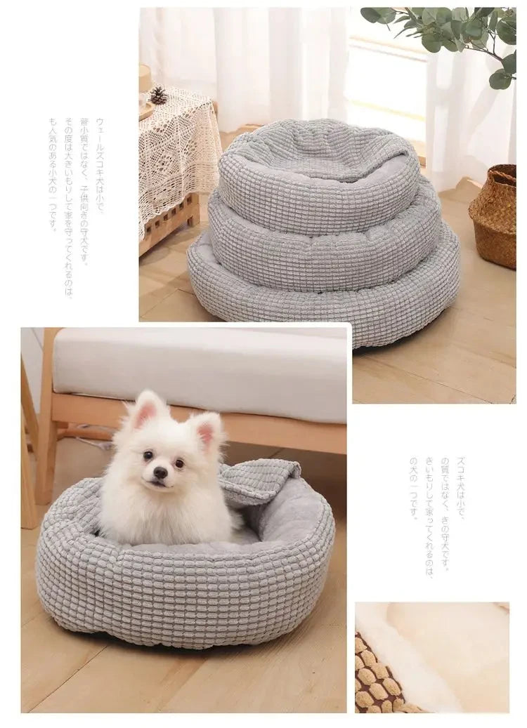 Round Pet Bed For Dog Cat Puppy House Warm Mat Winter Blankets Anti-Stress Orthopedic Fluffy Cat Dog Bed, Suitable For Winter