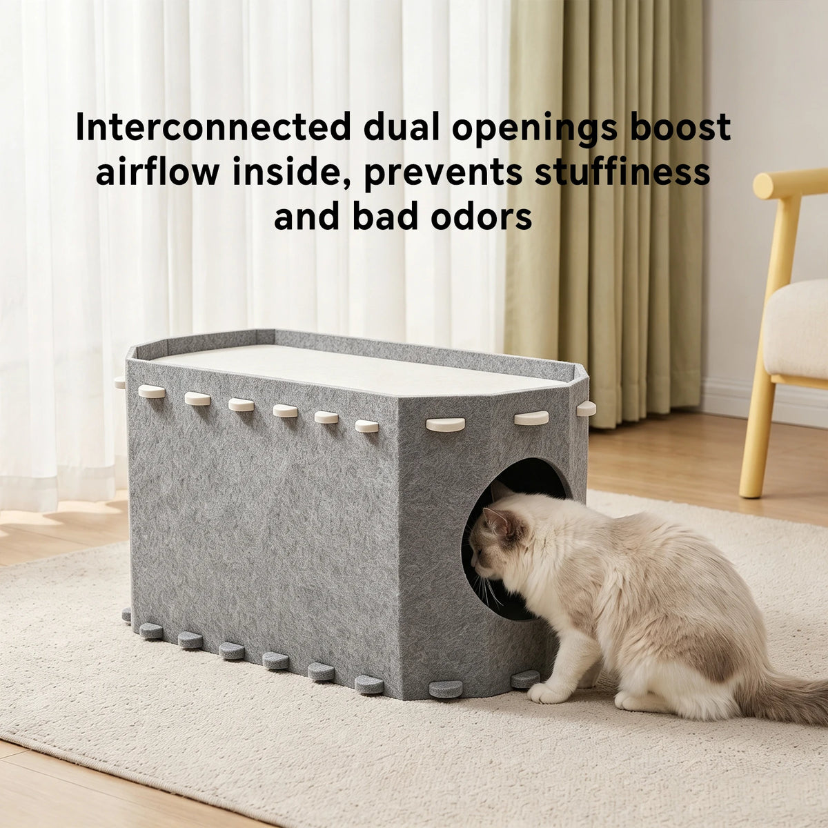 Felt Cat Bed Tunnel, Ventilated Semi-Enclosed Pet House, Detachable And Easy-To-Clean Cat Cave, Soft Thick Felt Sleeping Nest, Indoor Resting And Hiding Spot, Comfortable All-Season Pet Furniture For Home Decoration.