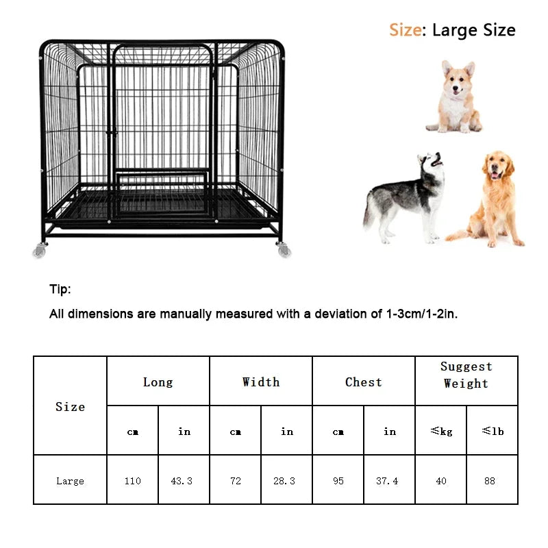 BOOTEELY Heavy Duty Dog Kennels Metal Dog Kennels Heavy Duty Indestructible And Escape-Proof Dog Crate Cage Kennel for Large Dog