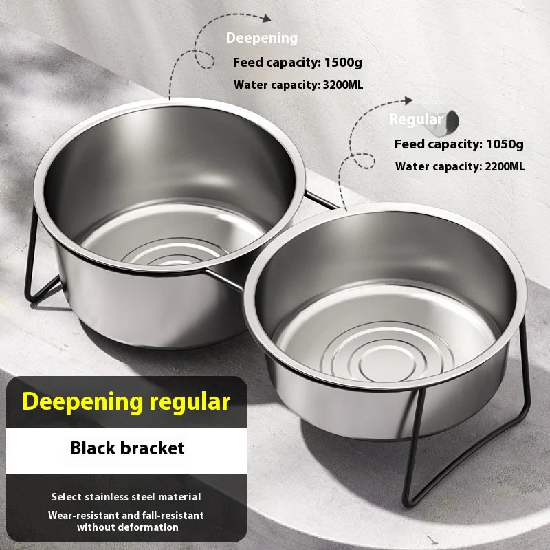Large Stainless Steel Dog Slow Food Bowl with Thickened Stand Elevated Pets Products Supplies Feeders Accessories Tip Proof