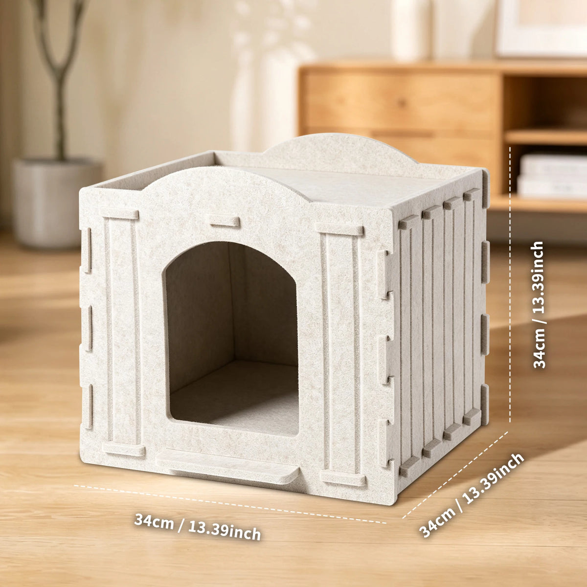 Christmas Pet Gifts - Square Felt Cat Bed, Won't Collapse, Perfect For Sleeping And Playing. Semi-Enclosed Felt Cat Bed, Suitable For All Seasons - Comfortable Indoor Cat Cube Bed.