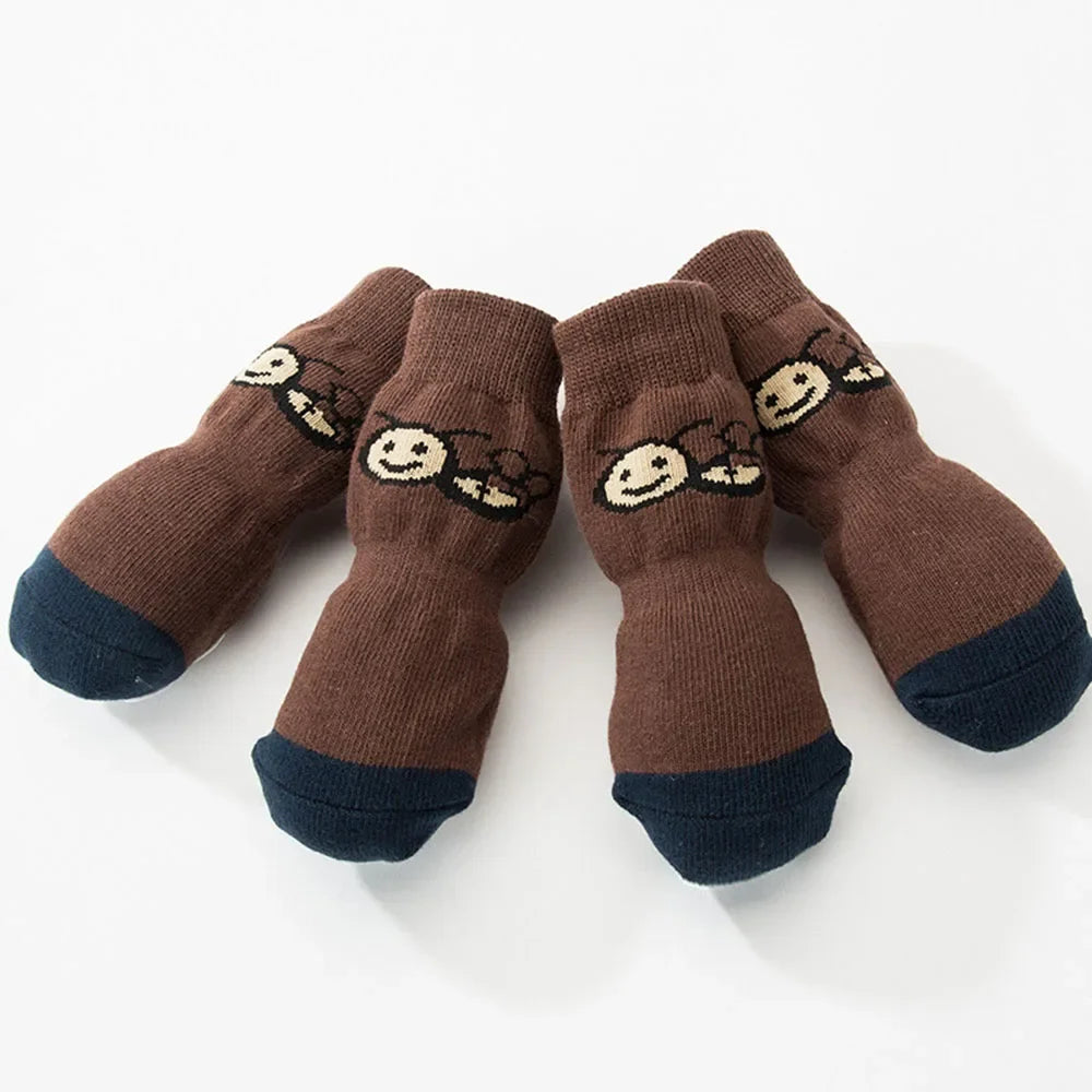 4pcs Dog Socks for Hardwood Floors to Prevent Licking Dog Boots Pet Dog Paw Protectors with Non-Slip Grips for Large Senior Dogs