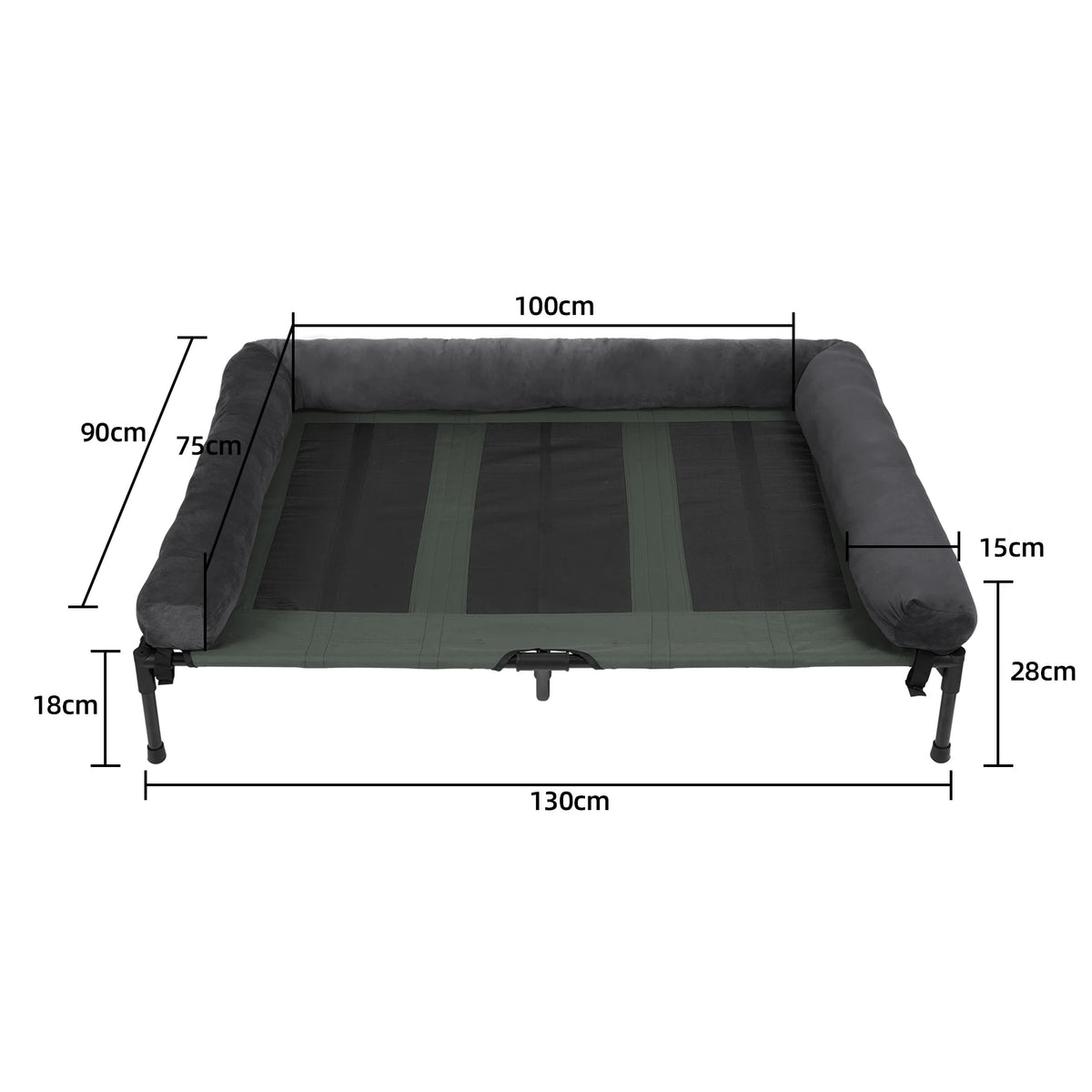 Dog Bed for Dogs and Cats Indoor Outdoor Elevated Pet Lounger Bed with Detachable Plush Bolster Cooling Summer L XL 2XL