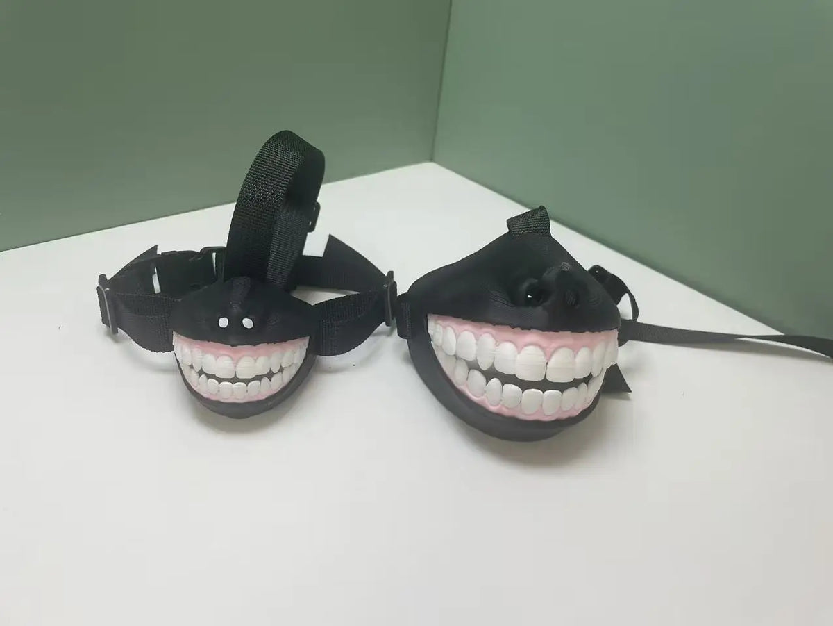 Halloween Funny Dog Muzzle with Smiling Teeth Novelty Party Prank Pet Costume Gift for Fans