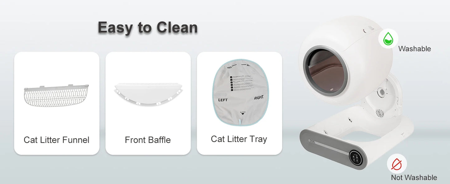 DOEL 2026 Upgrade Automatic Smart Litter Box, Self-Cleaning Cat Litter Box 65L Large Capacity, APP Control, 2.4G WiFi Only, Ion Odor Neutralization, Compatible with Clumping Litters, Ideal for Multi-Cat Homes