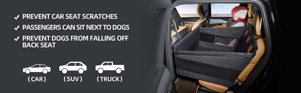 Car Pet Seat Cover Waterproof Hard-Bottom Rear Seat Dog Mat with Mesh Design Car Hammock Pet Bed for Dogs Cats Travel Accessory