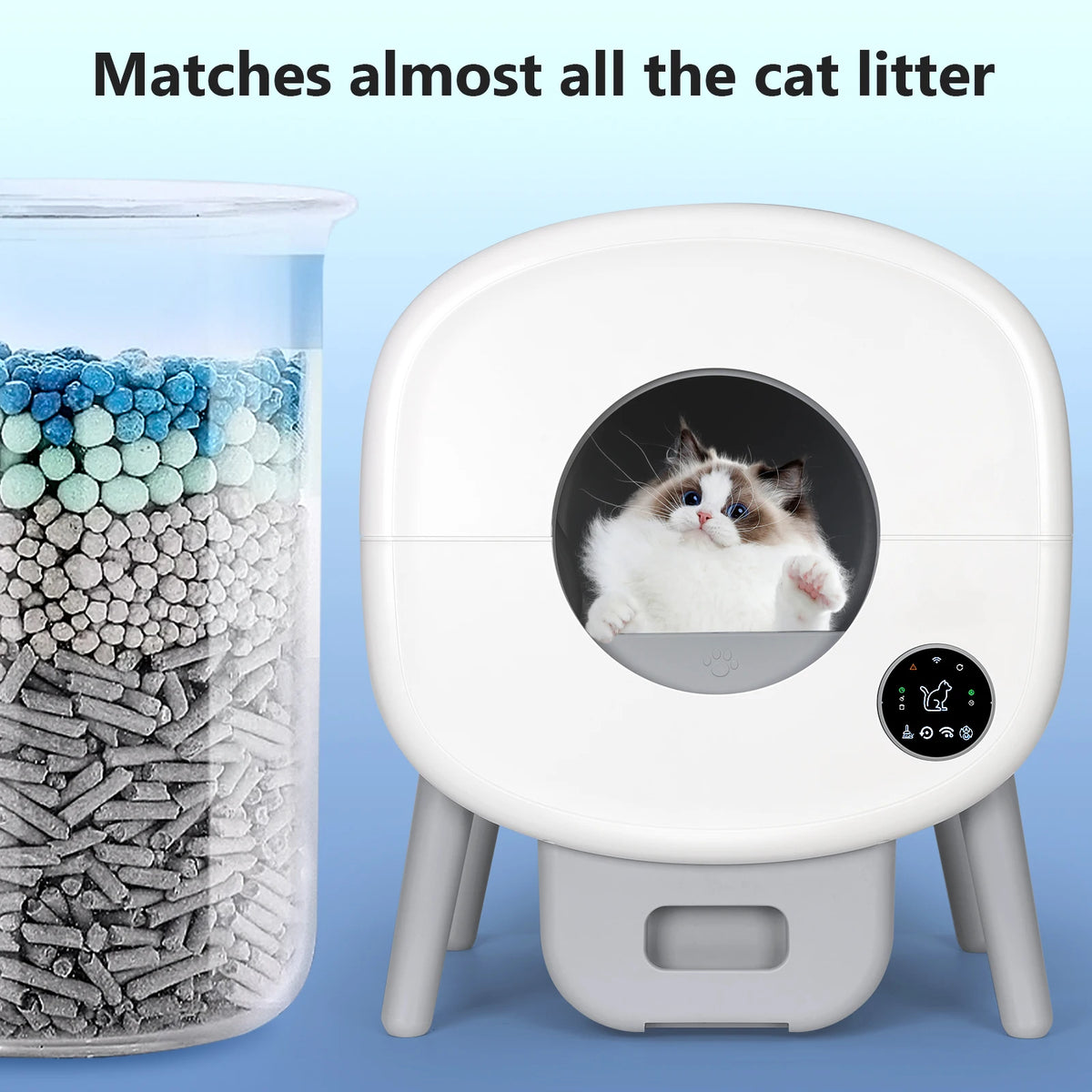 Smart Self Cleaning Cat Litter Box, Large Capacity Automatic Cat Litter Box with App Control & Safety Protection for Multi