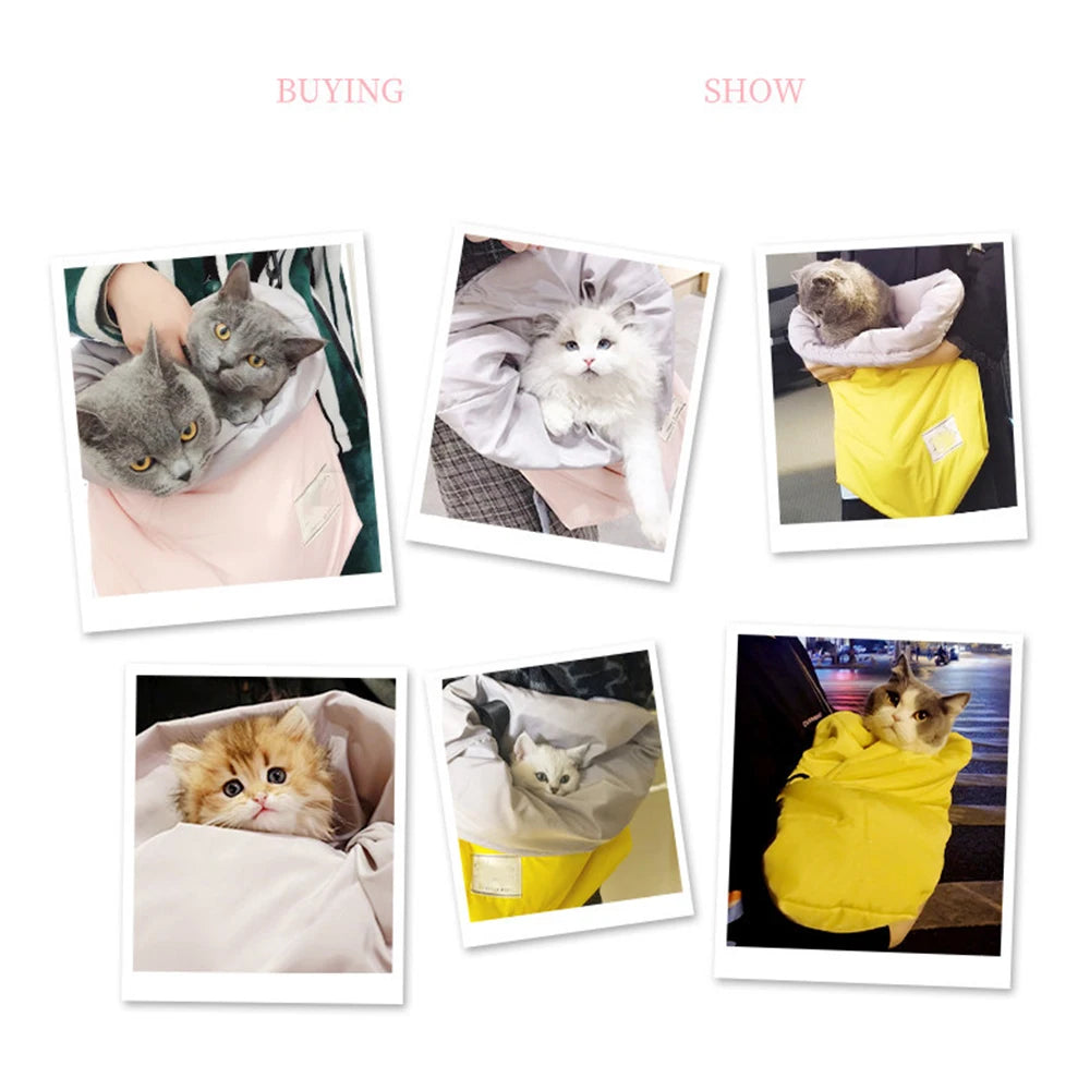 Winter Warm Cat Carrier Backpack Single Shoulder Pet Travel Bag with Sleeping Bag for Small Dogs and Cats Outdoor Messenger Bag