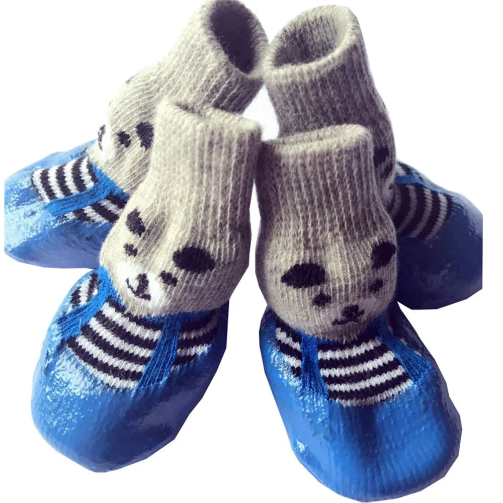 Dog Socks Warm Knit Socks for Cats and Dogs Waterproof Dog Shoes Scratch-proof Foot Covers Anti Scald Feet Pet Socks Teddy Socks