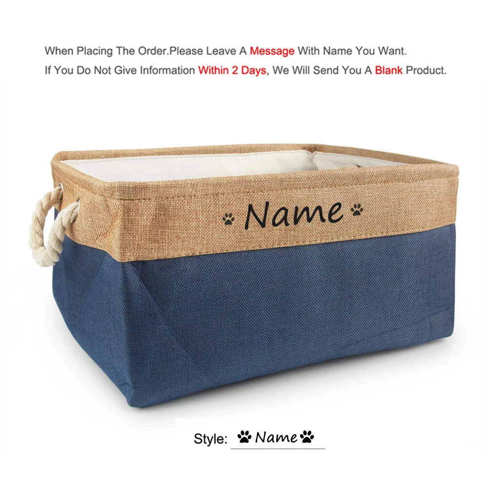 Personalized Dog Toy Basket Free Print Pet Storage Box Cat DIY Custom Name Toys Clothes Accessories Organize Storage