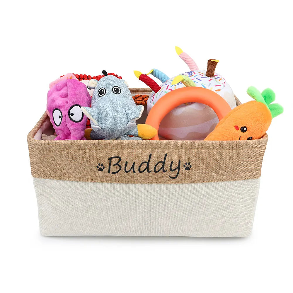 Personalized Dog Toy Basket Free Print Pet Storage Box Cat DIY Custom Name Toys Clothes Accessories Organize Storage