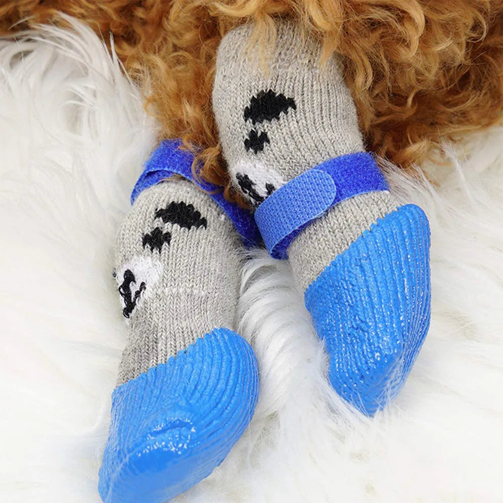 Dog Socks Warm Knit Socks for Cats and Dogs Waterproof Dog Shoes Scratch-proof Foot Covers Anti Scald Feet Pet Socks Teddy Socks