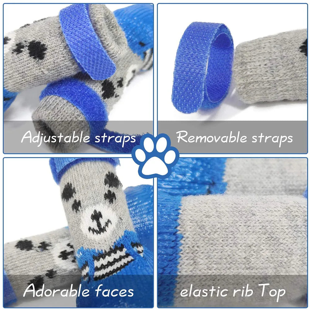 Dog Socks Warm Knit Socks for Cats and Dogs Waterproof Dog Shoes Scratch-proof Foot Covers Anti Scald Feet Pet Socks Teddy Socks