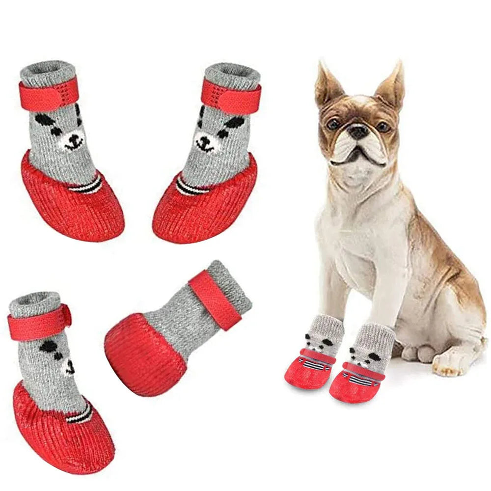 Dog Socks Warm Knit Socks for Cats and Dogs Waterproof Dog Shoes Scratch-proof Foot Covers Anti Scald Feet Pet Socks Teddy Socks