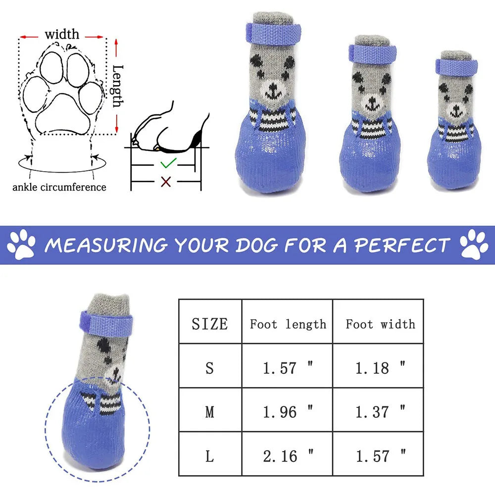 Dog Socks Warm Knit Socks for Cats and Dogs Waterproof Dog Shoes Scratch-proof Foot Covers Anti Scald Feet Pet Socks Teddy Socks