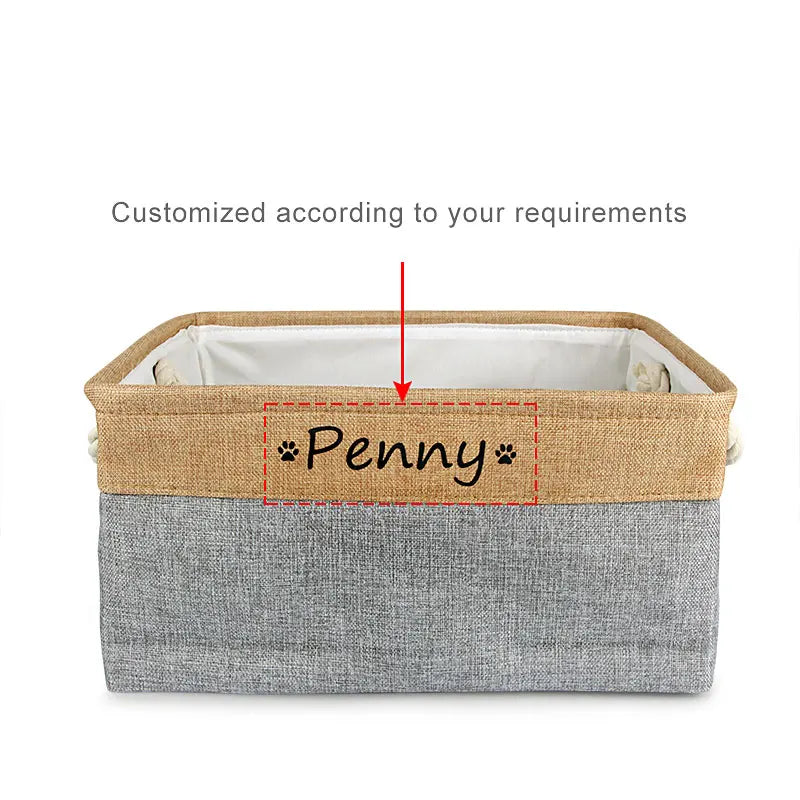 Personalized Dog Toy Basket Free Print Pet Storage Box Cat DIY Custom Name Toys Clothes Accessories Organize Storage