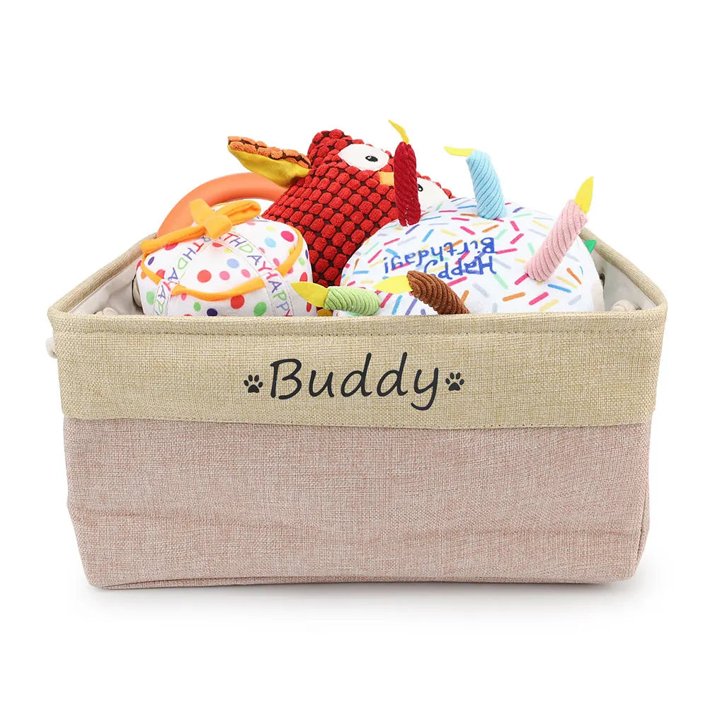 Personalized Dog Toy Basket Free Print Pet Storage Box Cat DIY Custom Name Toys Clothes Accessories Organize Storage