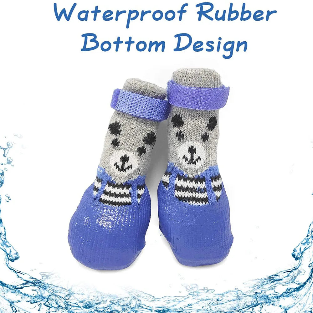 Dog Socks Warm Knit Socks for Cats and Dogs Waterproof Dog Shoes Scratch-proof Foot Covers Anti Scald Feet Pet Socks Teddy Socks