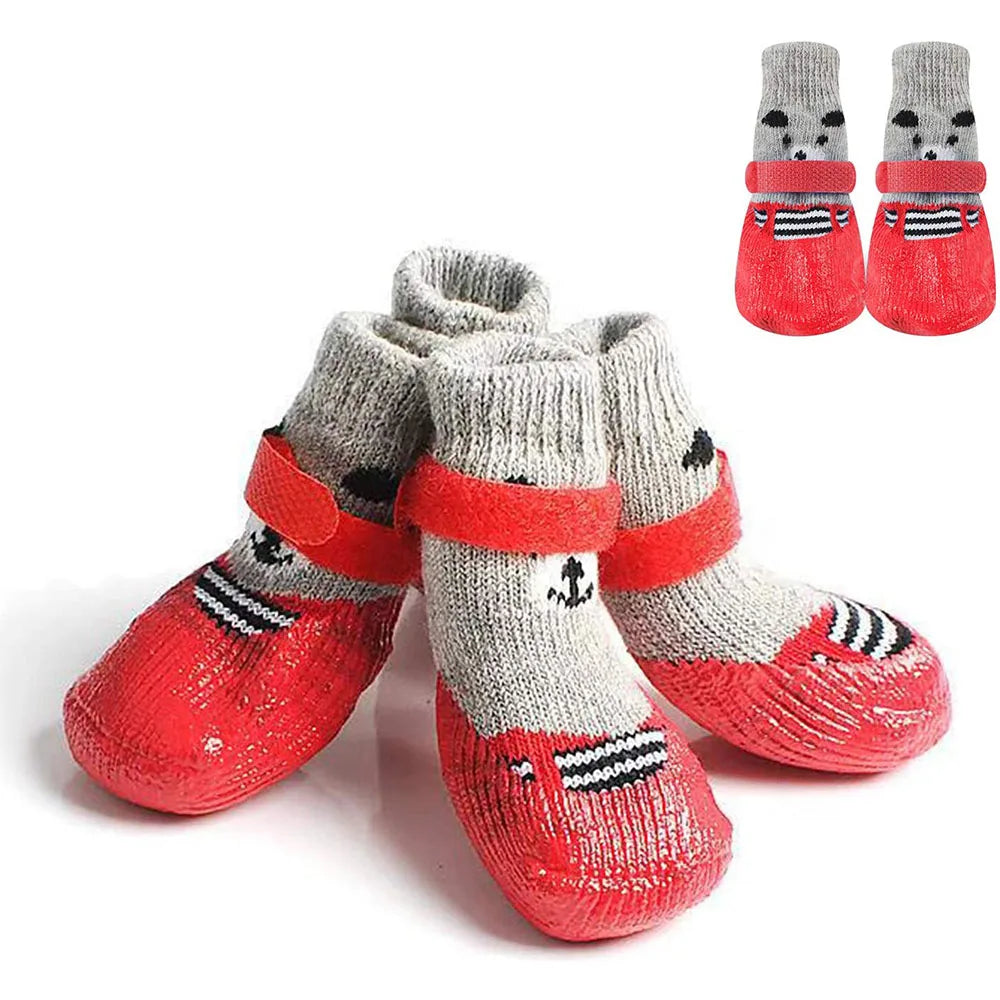 Dog Socks Warm Knit Socks for Cats and Dogs Waterproof Dog Shoes Scratch-proof Foot Covers Anti Scald Feet Pet Socks Teddy Socks