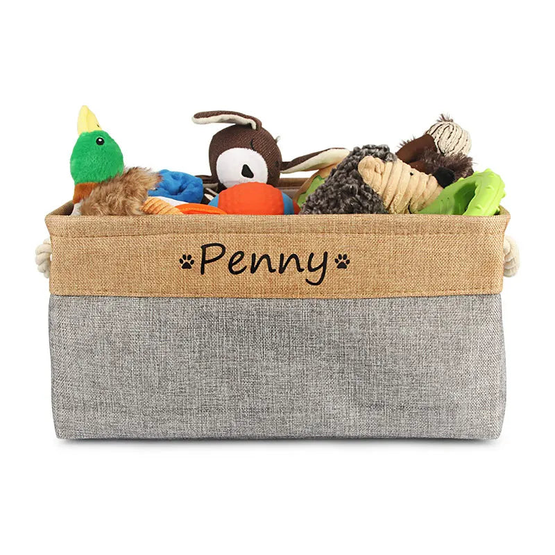 Personalized Dog Toy Basket Free Print Pet Storage Box Cat DIY Custom Name Toys Clothes Accessories Organize Storage