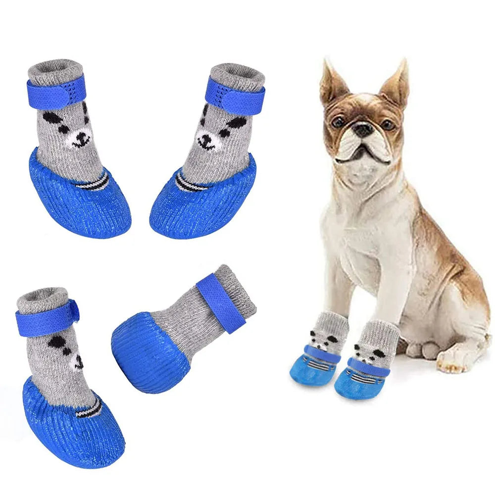 Dog Socks Warm Knit Socks for Cats and Dogs Waterproof Dog Shoes Scratch-proof Foot Covers Anti Scald Feet Pet Socks Teddy Socks