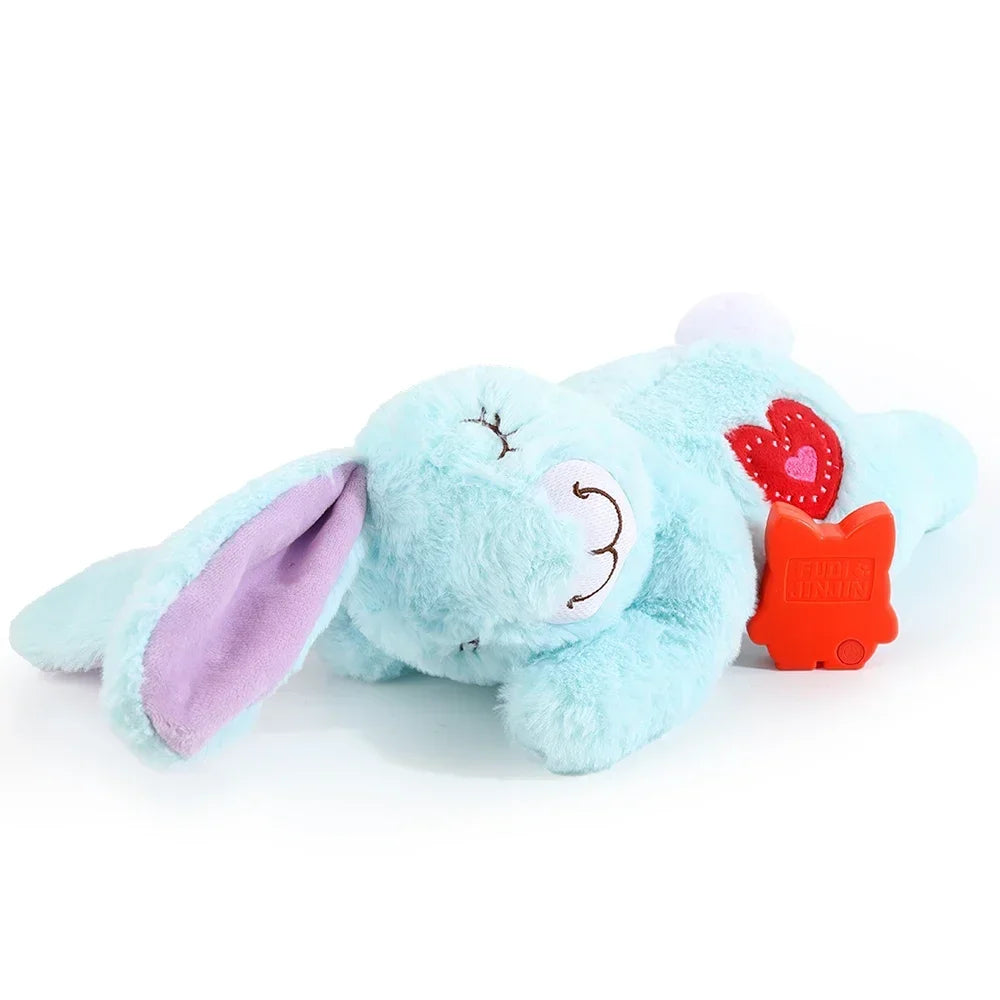 Bunny Plush Dog Heartbeat Toy Puppy Anxiety Relief Calming Sleep Aid Comfort Pillow for Crate Training Small Puppies