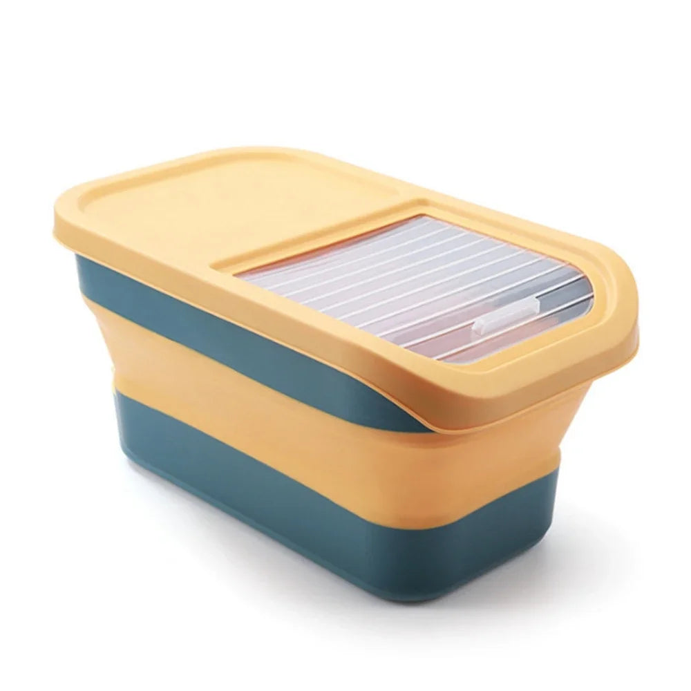 13/33LB Collapsible Cat Dog Food Storage Container, Airtight Sealing Dry Food Box with Lid for Kitchen Grain & Rice