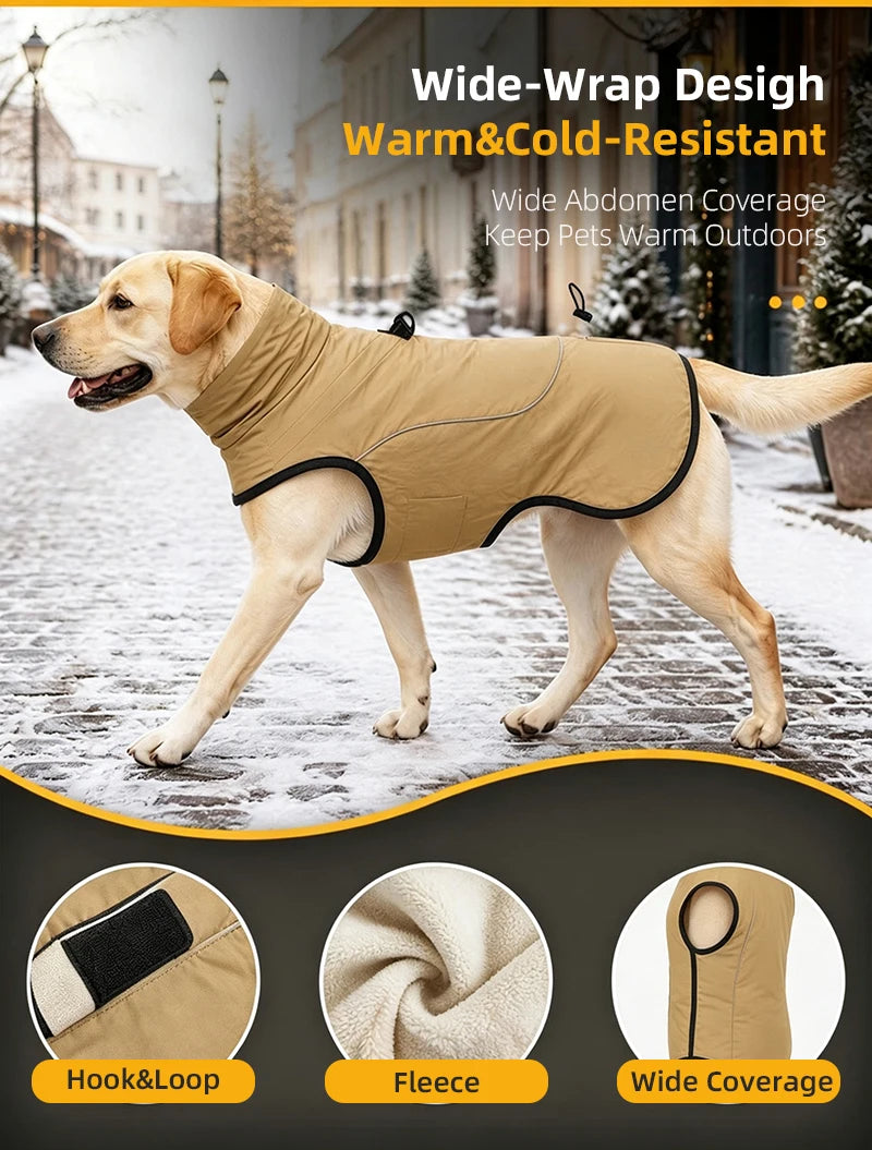 Small Medium Large Dog Winter Coat With Built‑in D‑Ring, Waterproof Snow‑Proof Pullover Dog Jacket, Warm Cotton Pet Clothes for
