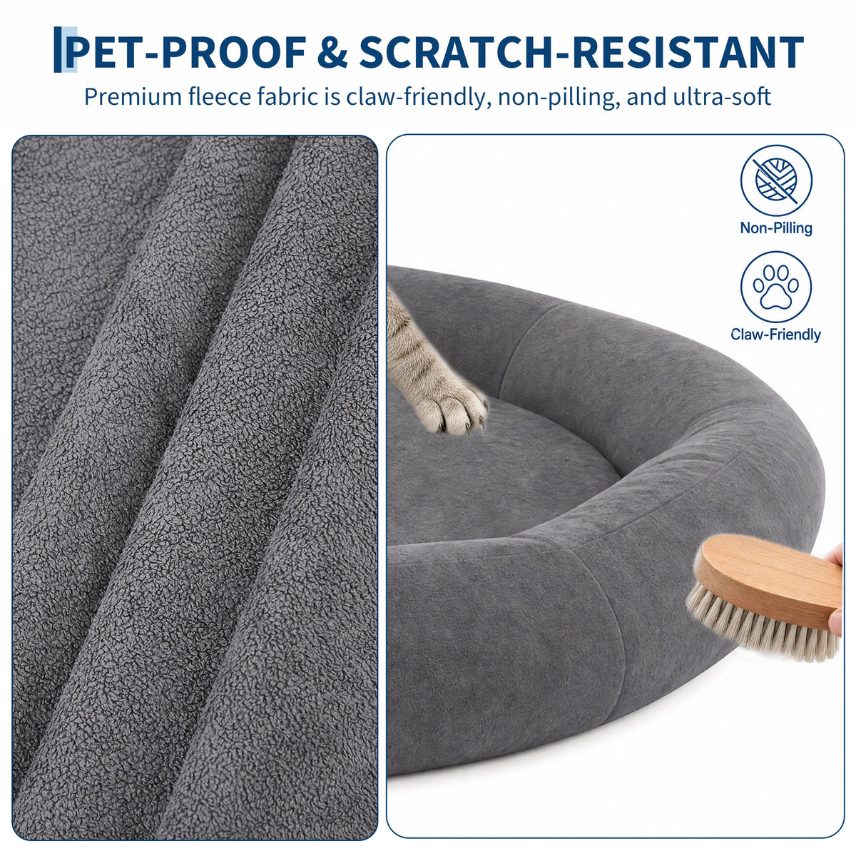 Round Dog Bed XXL Extra Large 9.8" Thick Pet Couch Memory Foam Pet Couch for Large & Senior Dogs Supportive Bolster Design Brown Grey