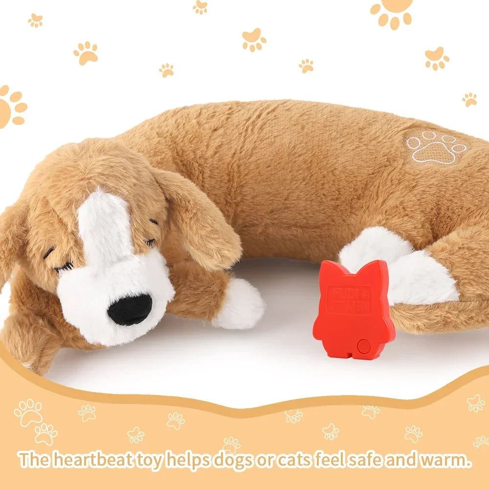 Curved Pillow Dog Heartbeat Toy for Comfort And Behavioral Training Heartbeat Stuffed Toy for Dogs And Cats