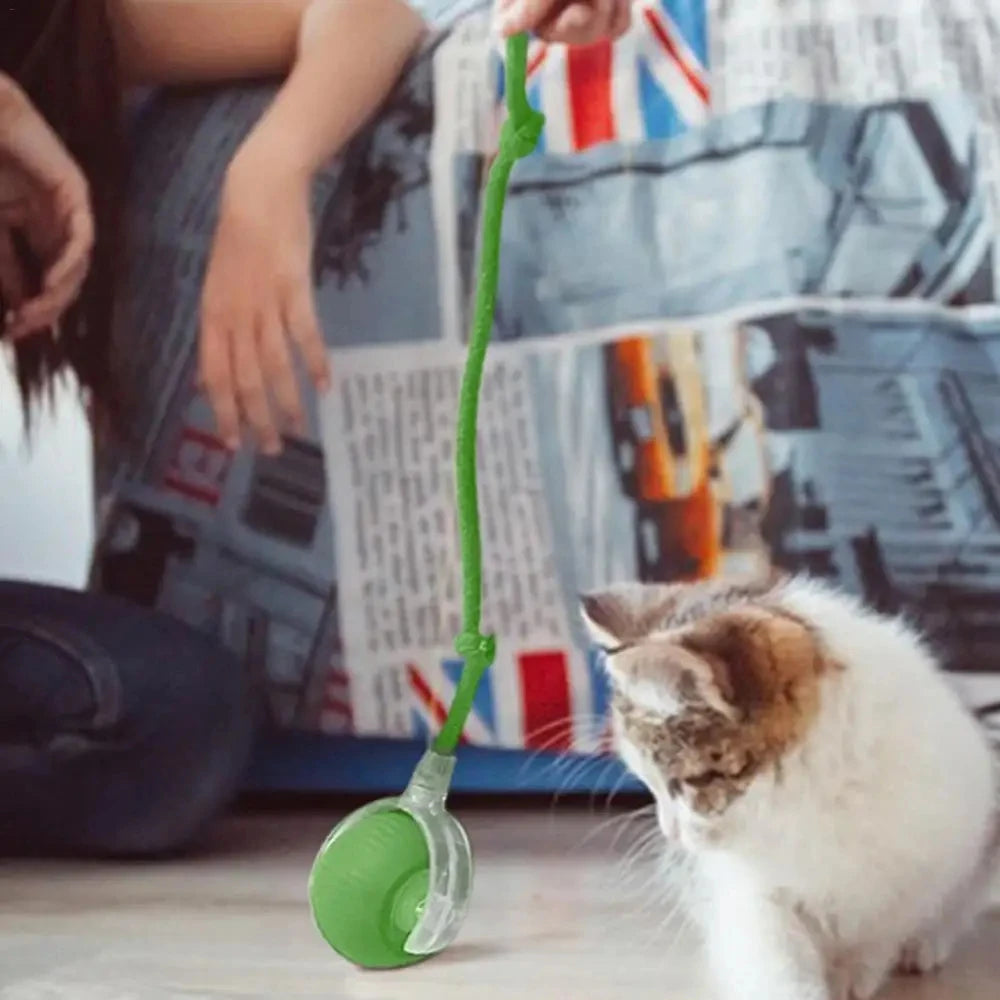 【In Stock】Self Moving Smart Cat Toy Ball 3 Speed Adjustable LED Interactive Play Ball with Durable Rope Tail for Indoor Cats