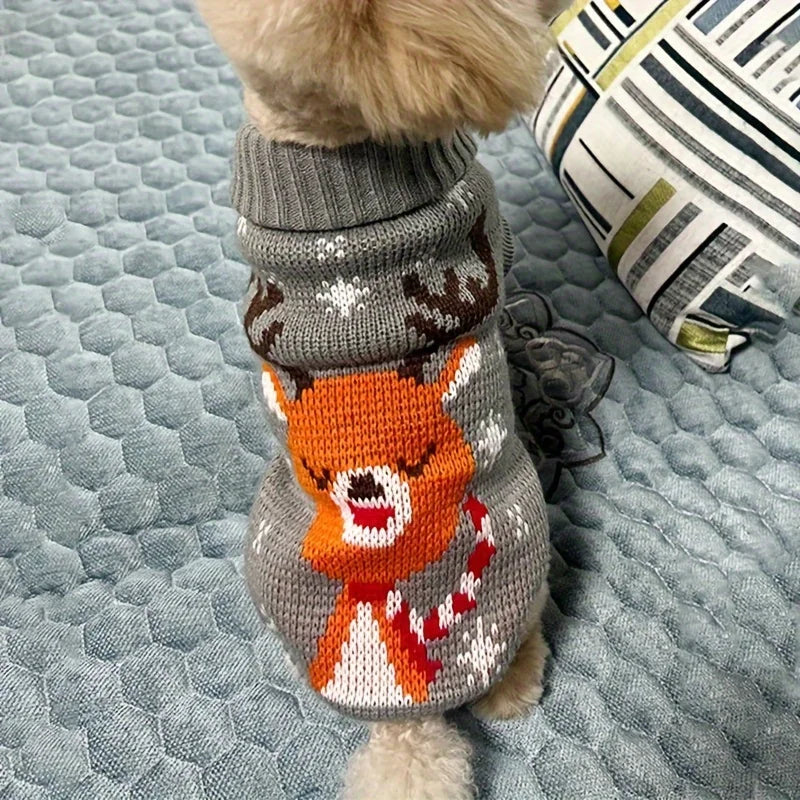Christmas Style Pet Dog Sweater New Year Costume For Cat Cute Knitted Wool Puppy Clothes Warm Soft Winter Apparel For Medium Pet