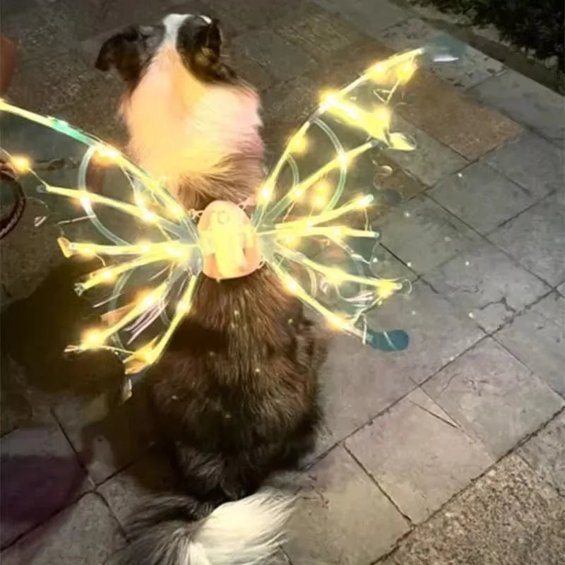 Dog Butterfly Wings Pet Glowing Wings Puppy Summer Clothes Decorative Samoyed Husky Medium Dogs
