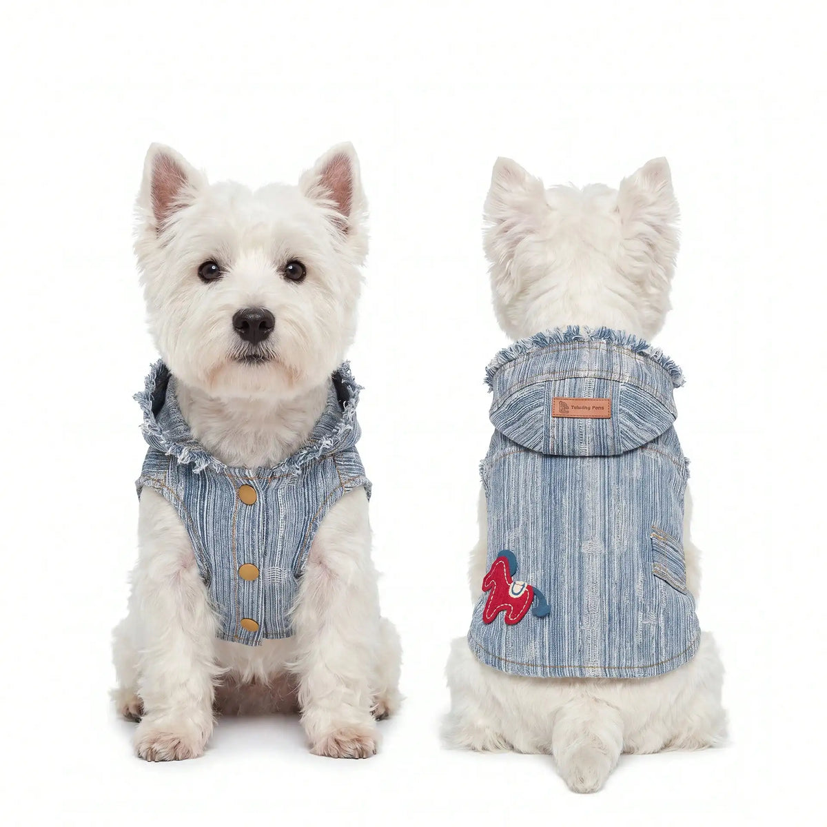 Pet Denim With Embroidered Pony Pattern Clothing