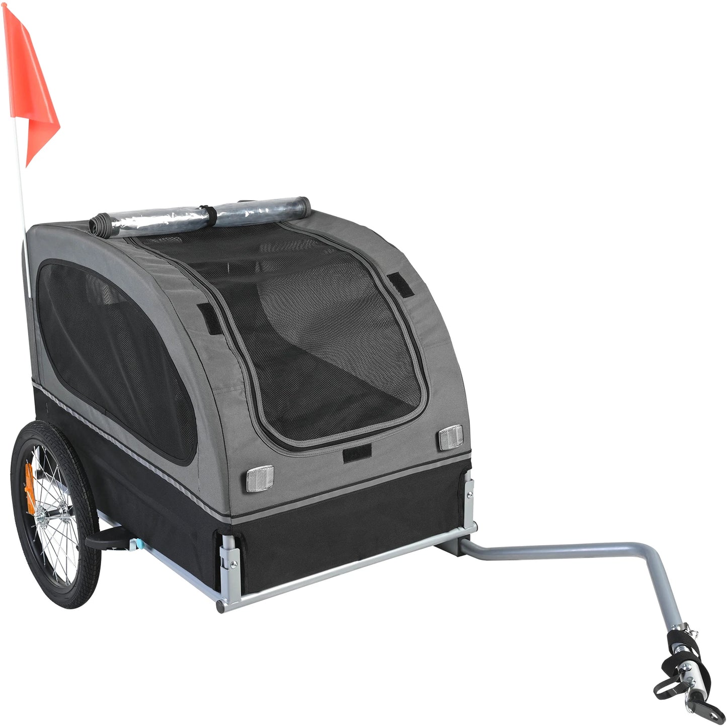 88 lbs Dog Bike Trailer Pet Cart Bicycle Carrier with Wheels Coupler Reflectors Flag Collapsible to Store for Dogs