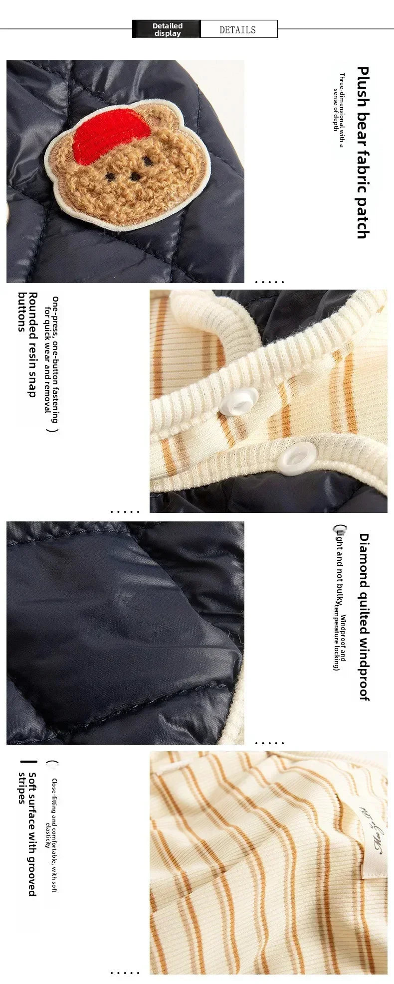 Autumn Winter Warm Reversible Quilted Vest for Small Dogs Teddy Schnauzer and Cats Double Sided Cold Resistant Pet Clothing