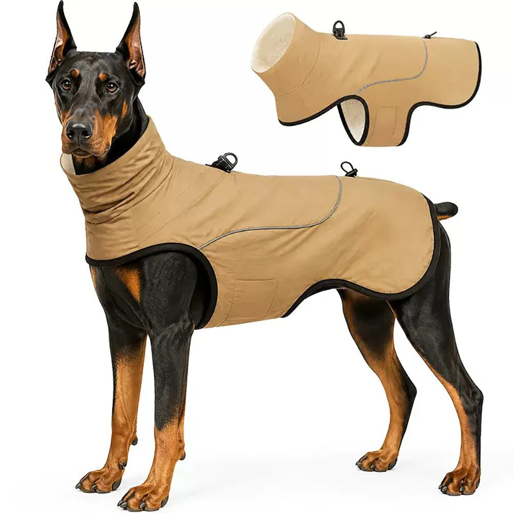 Small Medium Large Dog Winter Coat With Built‑in D‑Ring, Waterproof Snow‑Proof Pullover Dog Jacket, Warm Cotton Pet Clothes for