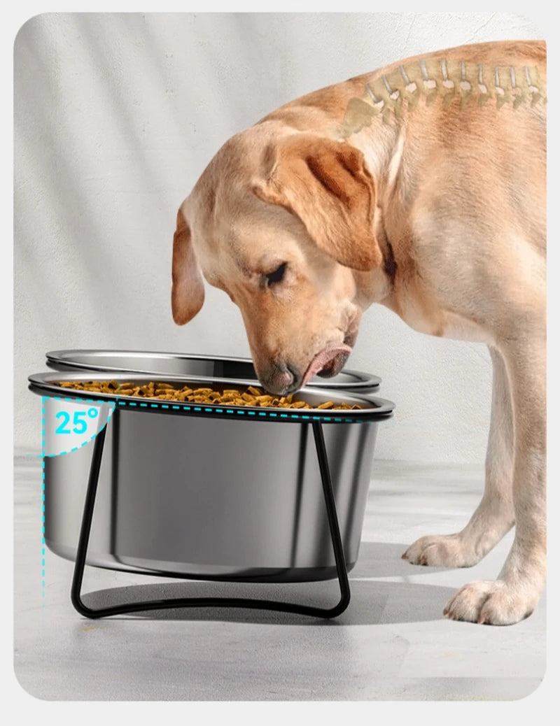 Large Stainless Steel Dog Slow Food Bowl with Thickened Stand Elevated  Pets Products Supplies Feeders Accessories Tip Proof