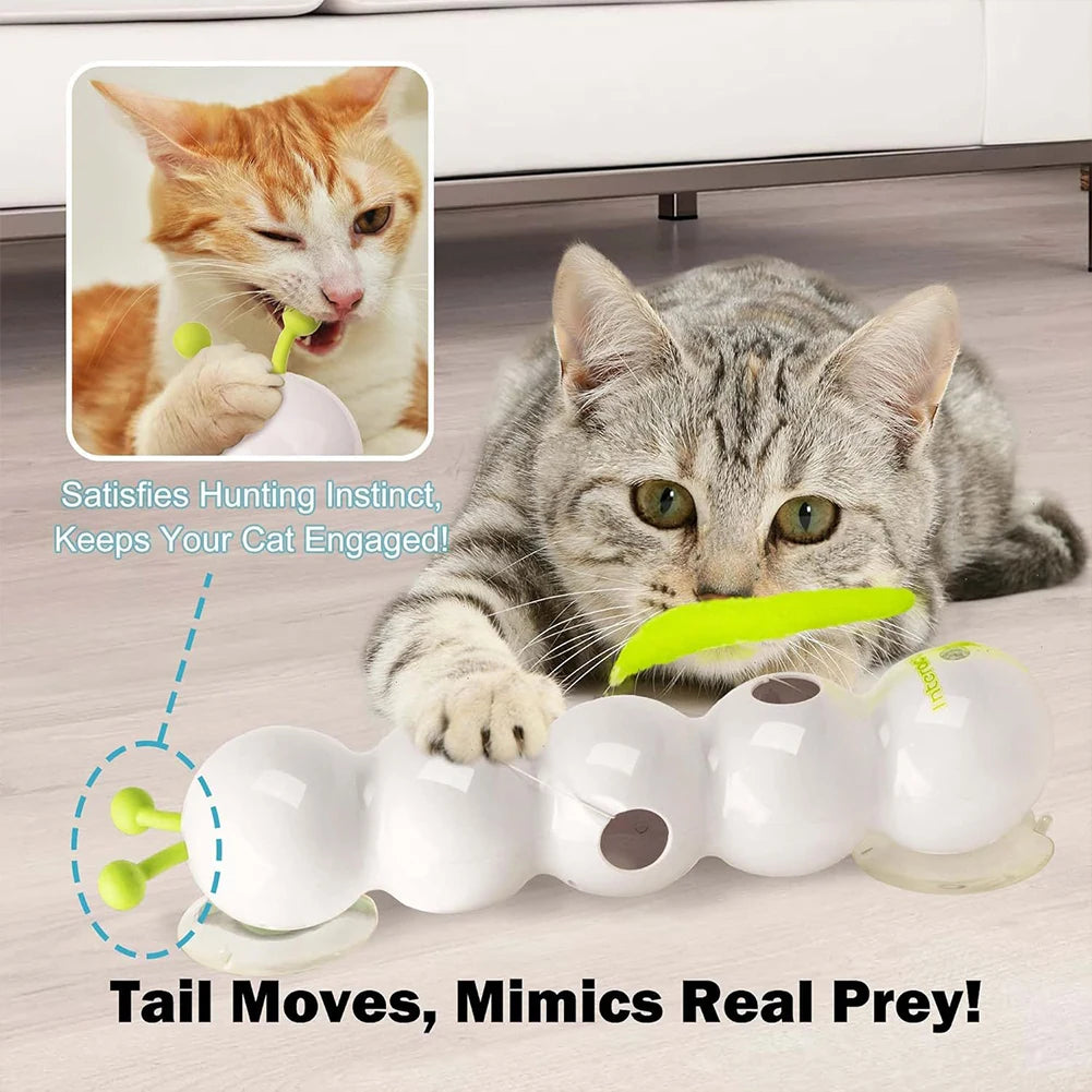 Smart Caterpillars Toy for Cat Interactive Caterpillars Cat Toy Cats Suction Cup Wiggles Worm Cat Toy with Tail for Indoor