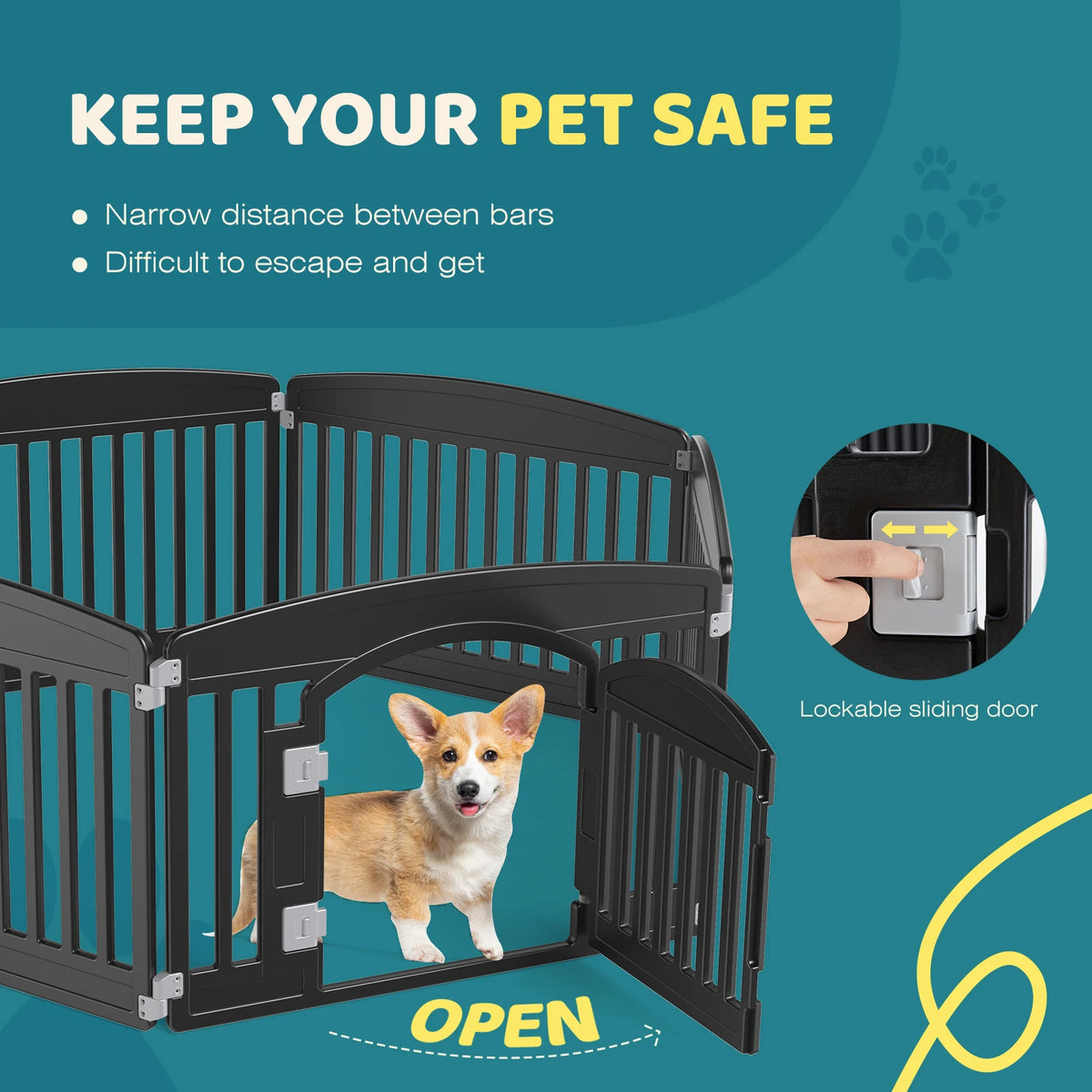 Plastic Dog Playpen 6 Panel 24IN Expandable Durable Pet Fence for Medium Dogs Indoor Outdoor Folding Portable Puppy Playpen