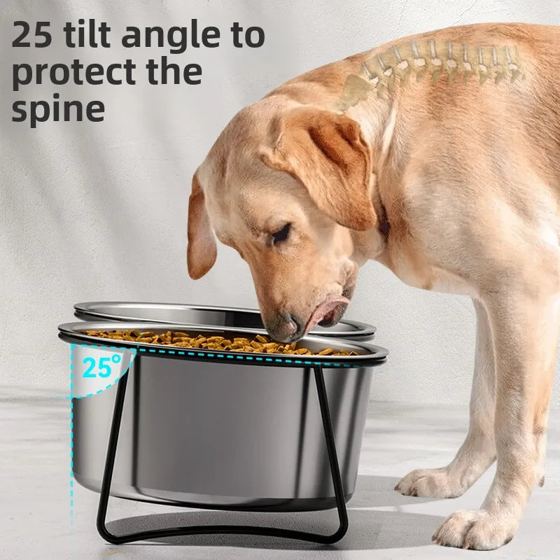 Large Stainless Steel Dog Slow Food Bowl with Thickened Stand Elevated  Pets Products Supplies Feeders Accessories Tip Proof