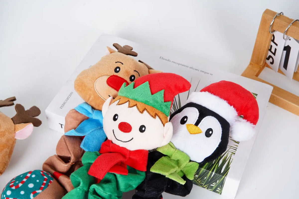 Christmas Elf Penguin Squeaky Dog Toy – Cute Animal Pet Toy, Foldable Xmas Gift for Small/Medium Dogs & Puppies