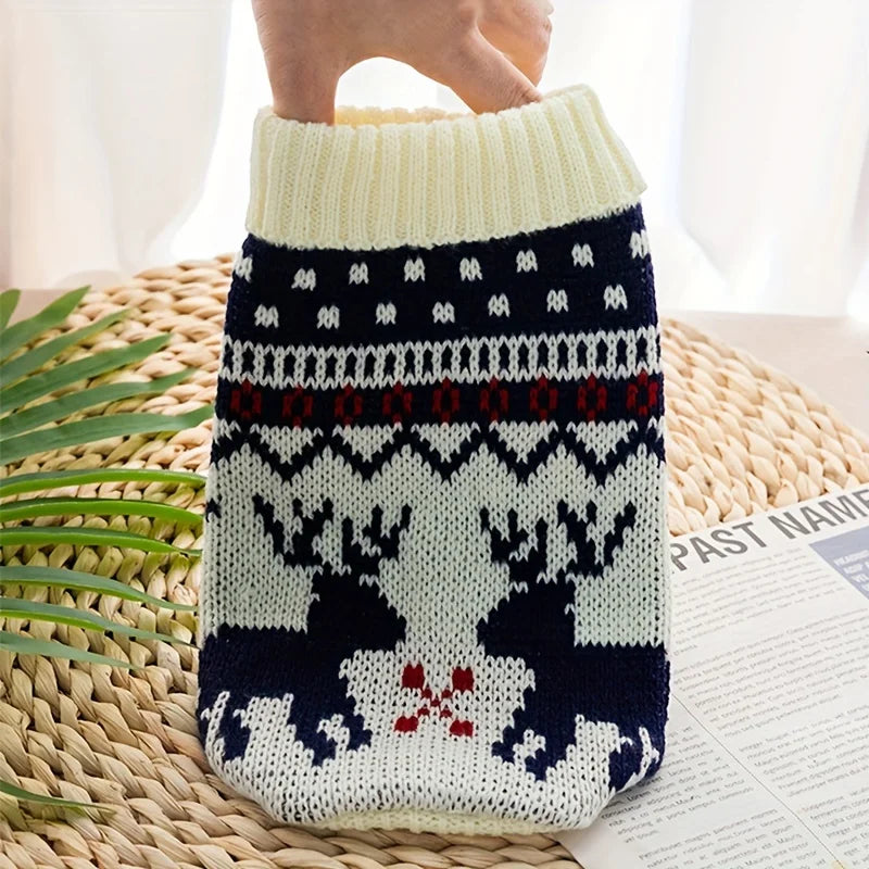 Christmas Style Pet Dog Sweater New Year Costume For Cat Cute Knitted Wool Puppy Clothes Warm Soft Winter Apparel For Medium Pet
