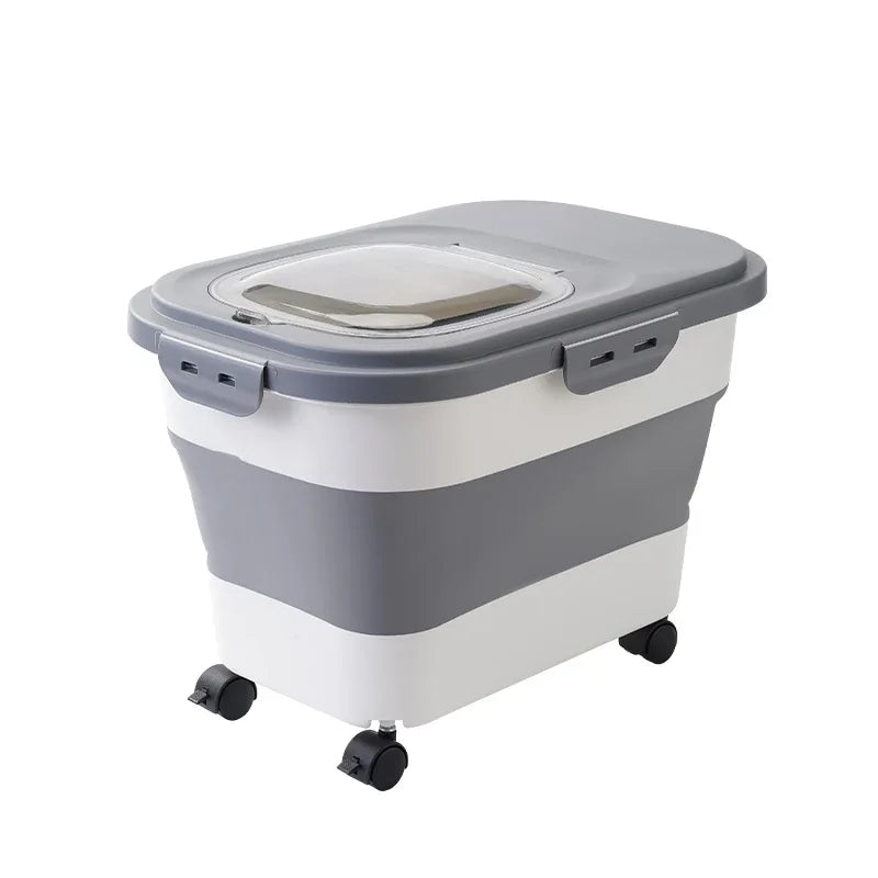 13/33LB Collapsible Cat Dog Food Storage Container, Airtight Sealing Dry Food Box with Lid for Kitchen Grain & Rice