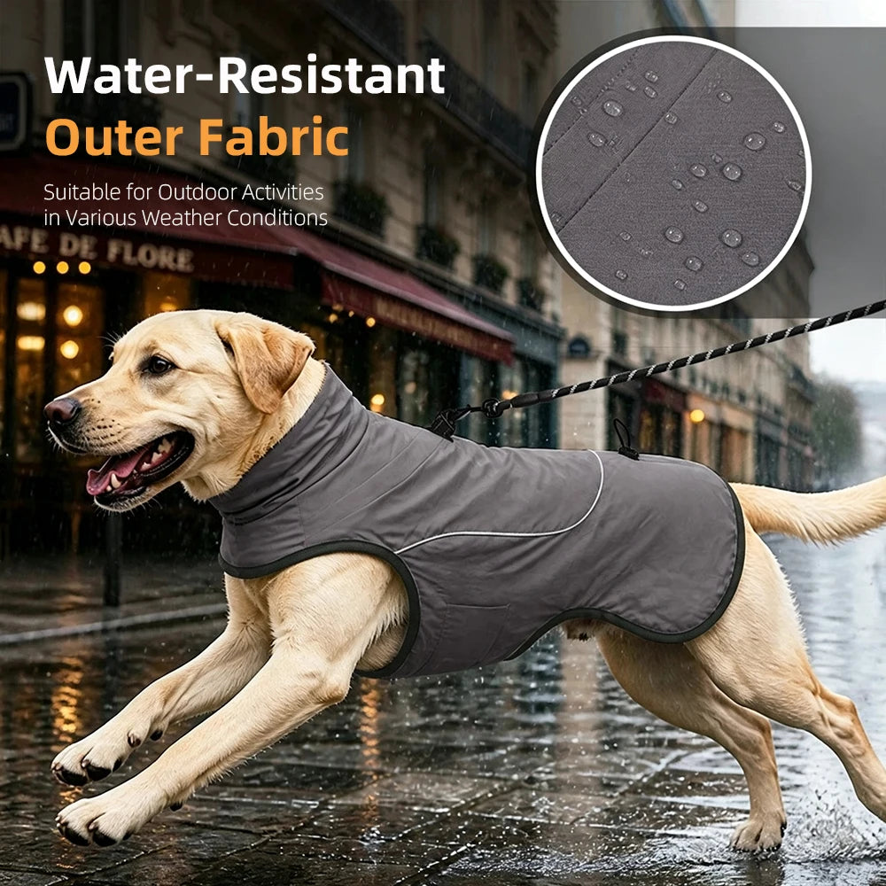Small Medium Large Dog Winter Coat With Built‑in D‑Ring, Waterproof Snow‑Proof Pullover Dog Jacket, Warm Cotton Pet Clothes for
